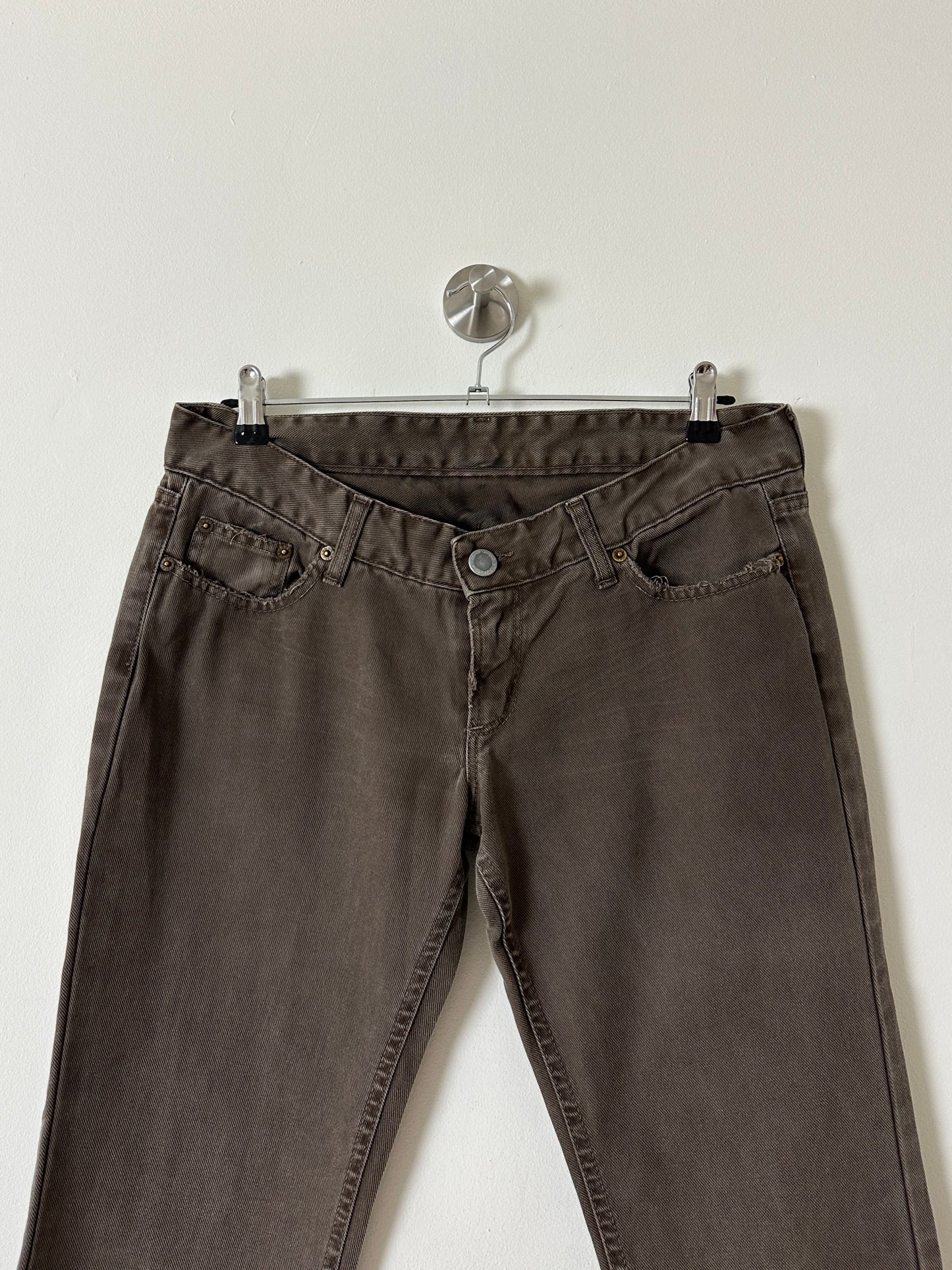 Low waist bootleg denim | Soft brown