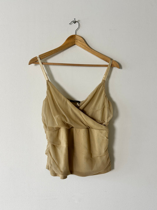 Sheer strap top | Nude