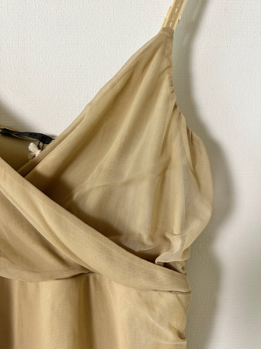 Sheer strap top | Nude