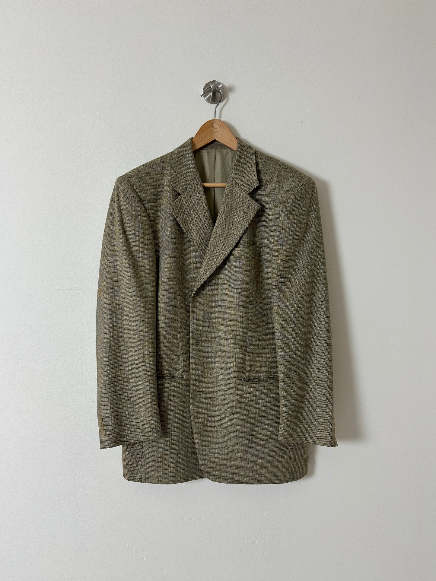 Oversized woven blazer | Beige / black