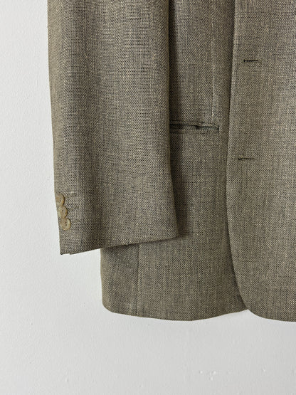 Oversized woven blazer | Beige / black