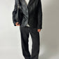 Leather detailed blazer | Black