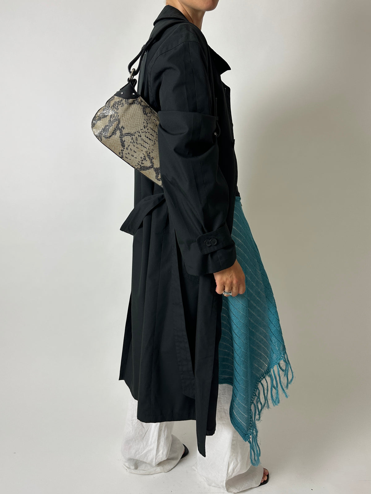 Snake leather bag | Beige / Black