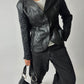 Leather detailed blazer | Black