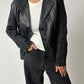 Leather detailed blazer | Black