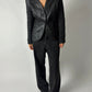 Leather detailed blazer | Black