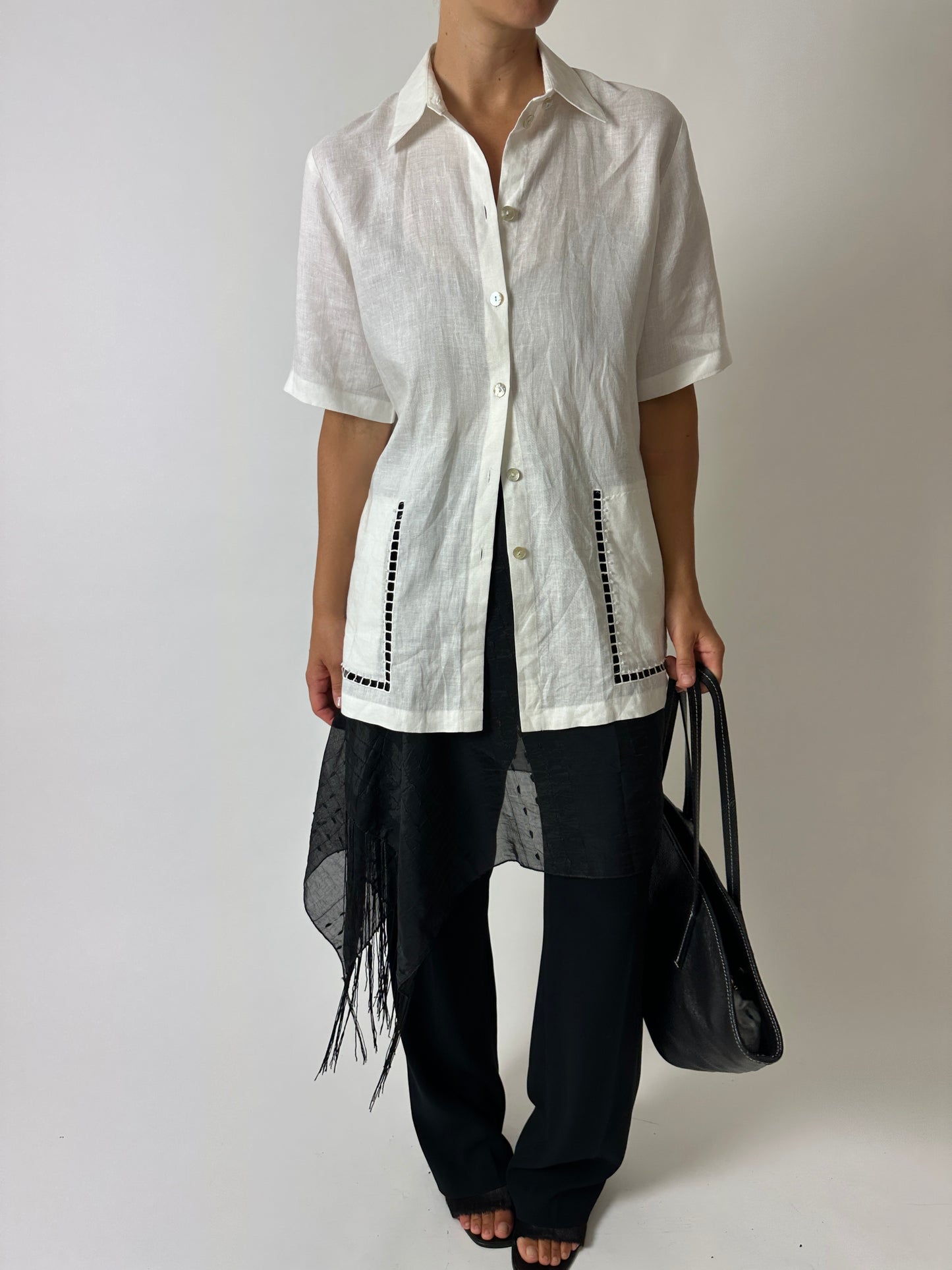 Linen detailed shirt | Off white