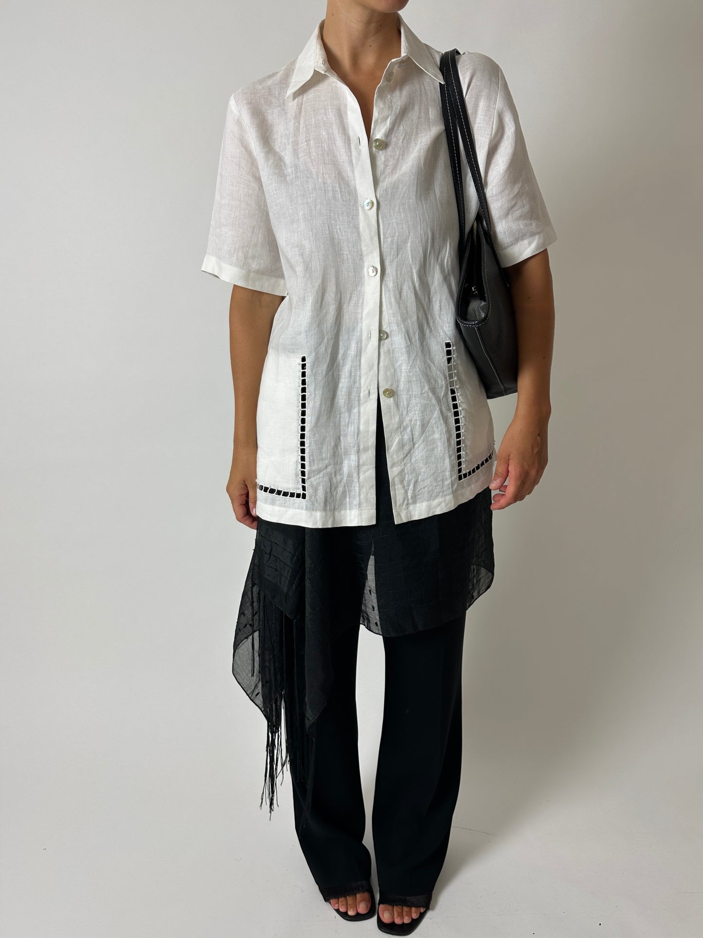 Linen detailed shirt | Off white