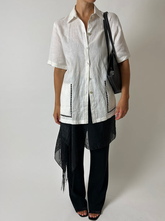 Linen detailed shirt | Off white