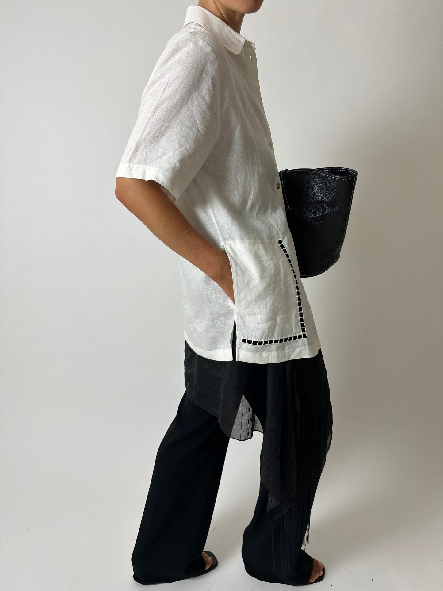 Linen detailed shirt | Off white