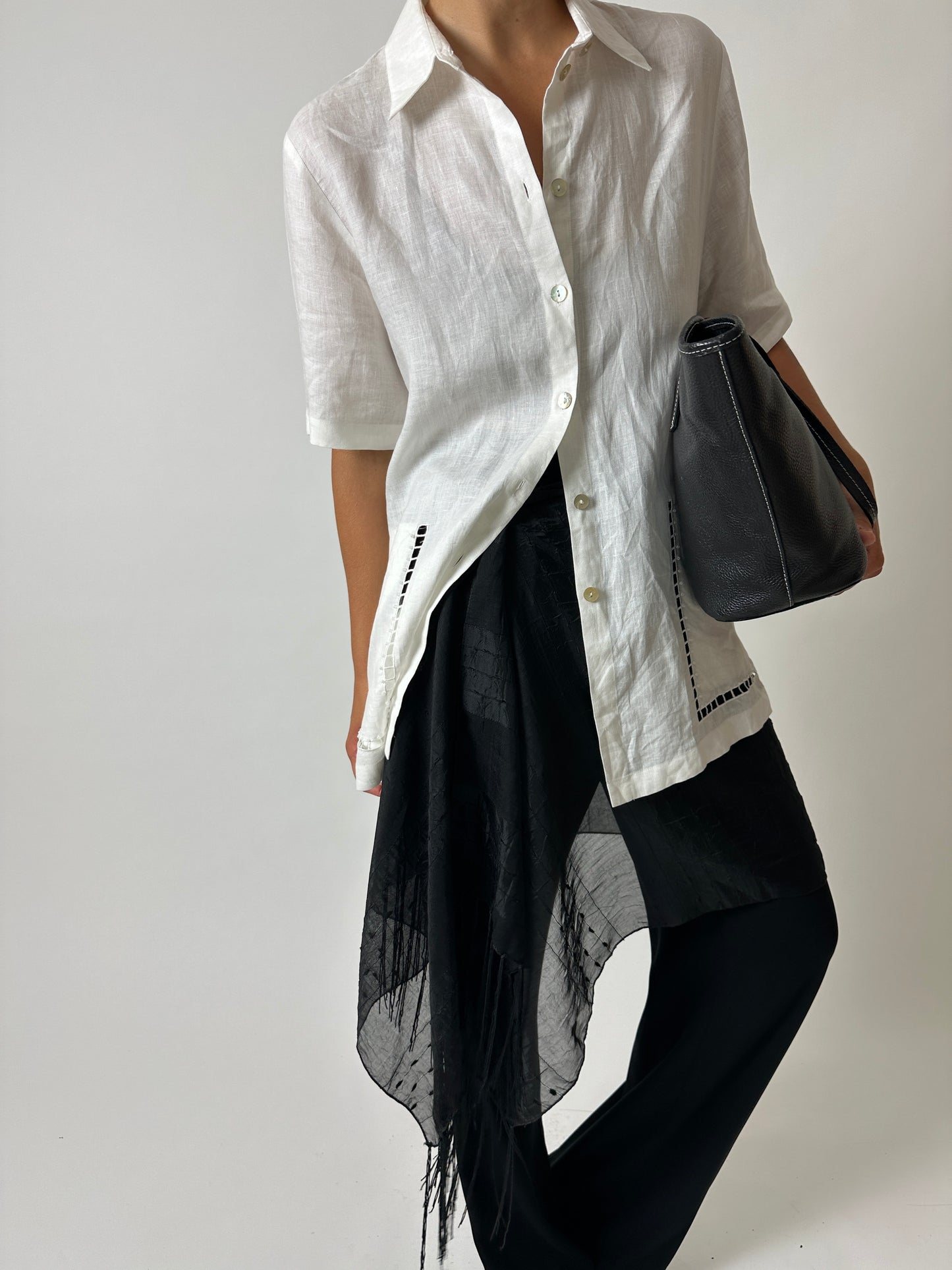 Linen detailed shirt | Off white
