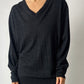 V-neck wool blend jumper | Dark grey