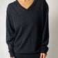 V-neck wool blend jumper | Dark grey