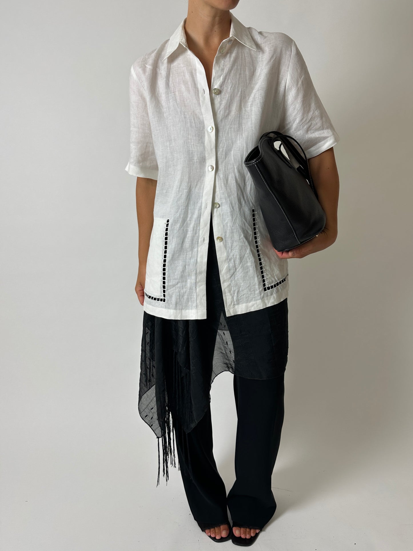 Linen detailed shirt | Off white