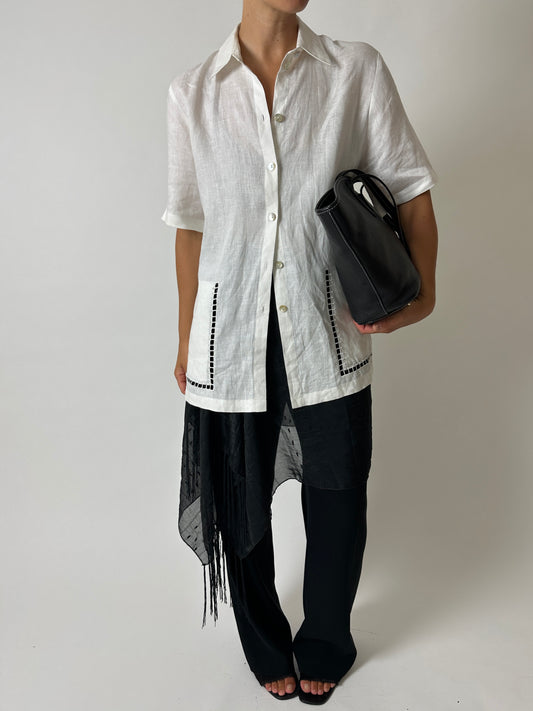 Linen detailed shirt | Off white