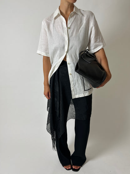 Fringed sheer scarf | Black