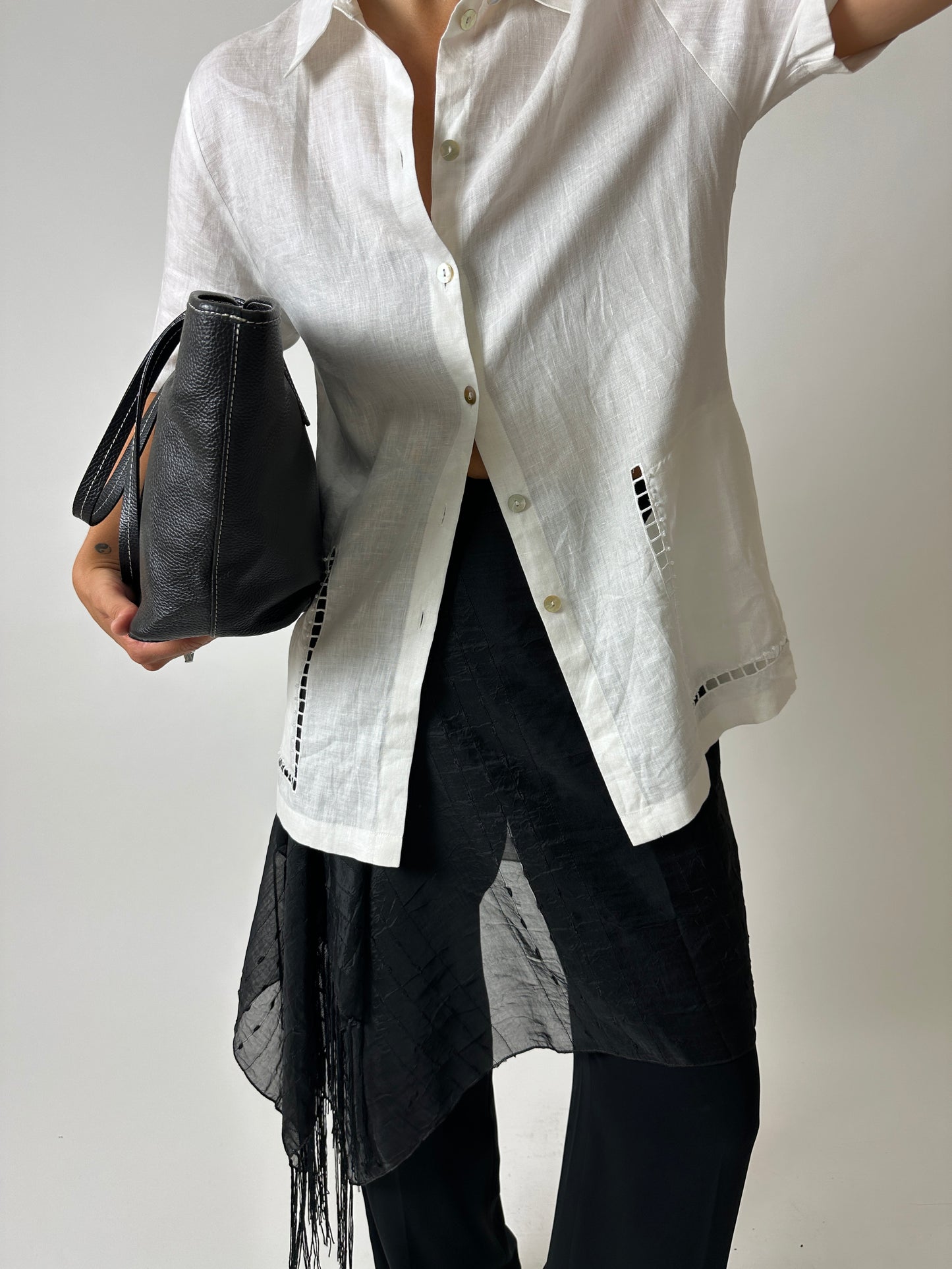 Linen detailed shirt | Off white