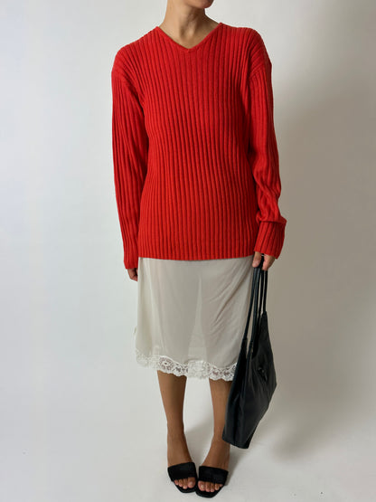 Wool v-neck sweater | Tangerine