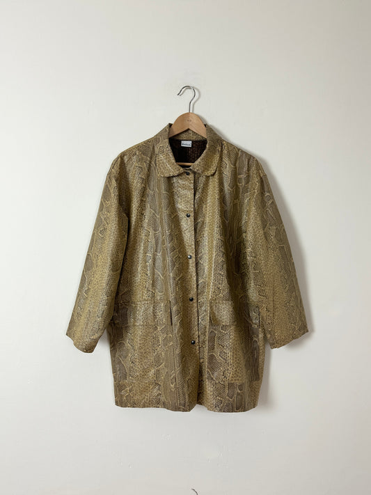 coated snake jacket | Beige