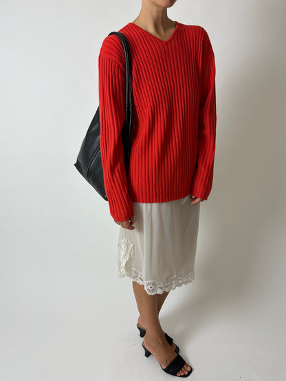 Wool v-neck sweater | Tangerine