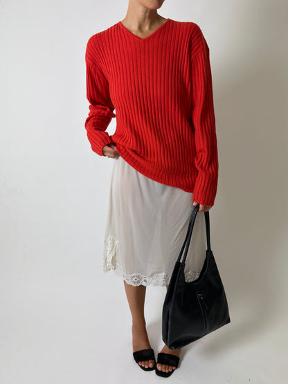 Wool v-neck sweater | Tangerine