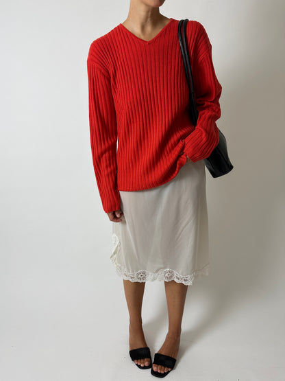 Wool v-neck sweater | Tangerine