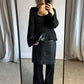 Leather midi skirt | Black