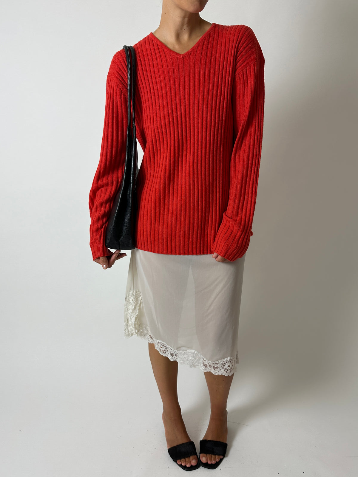 Wool v-neck sweater | Tangerine