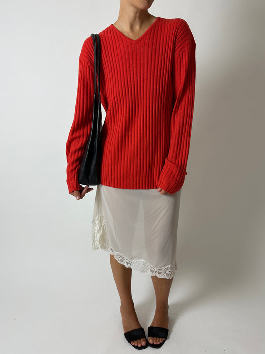 Wool v-neck sweater | Tangerine