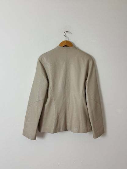 Leather fitted jacket | Stone