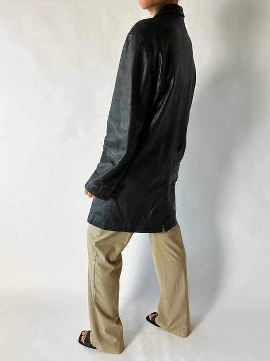 Long leather coat | Black