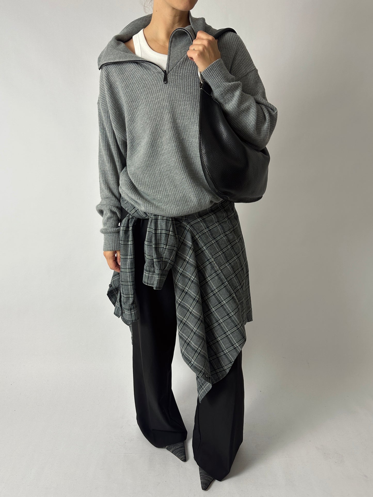 Oversized checked shirt | Grey