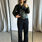 Leather jacket | Dark green