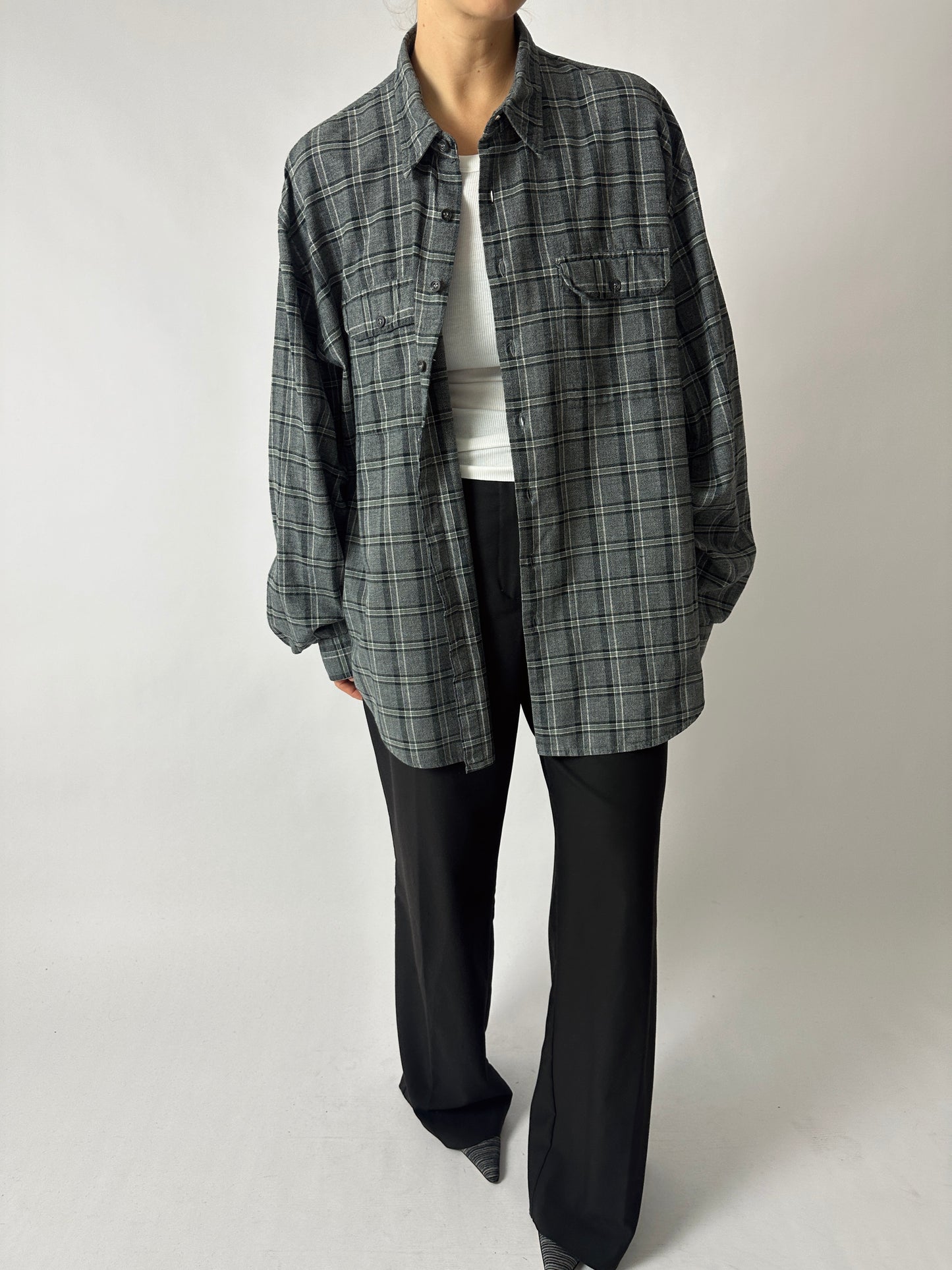 Oversized checked shirt | Grey