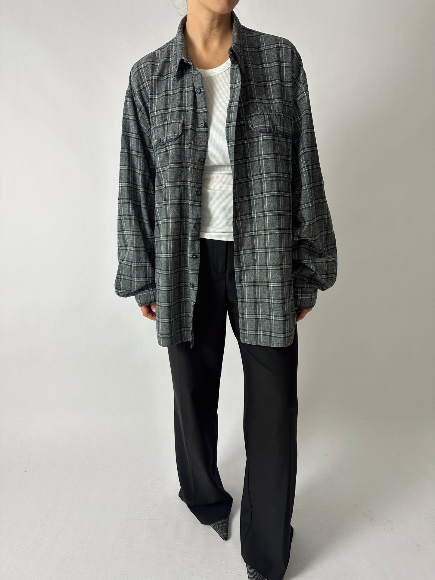 Oversized checked shirt | Grey