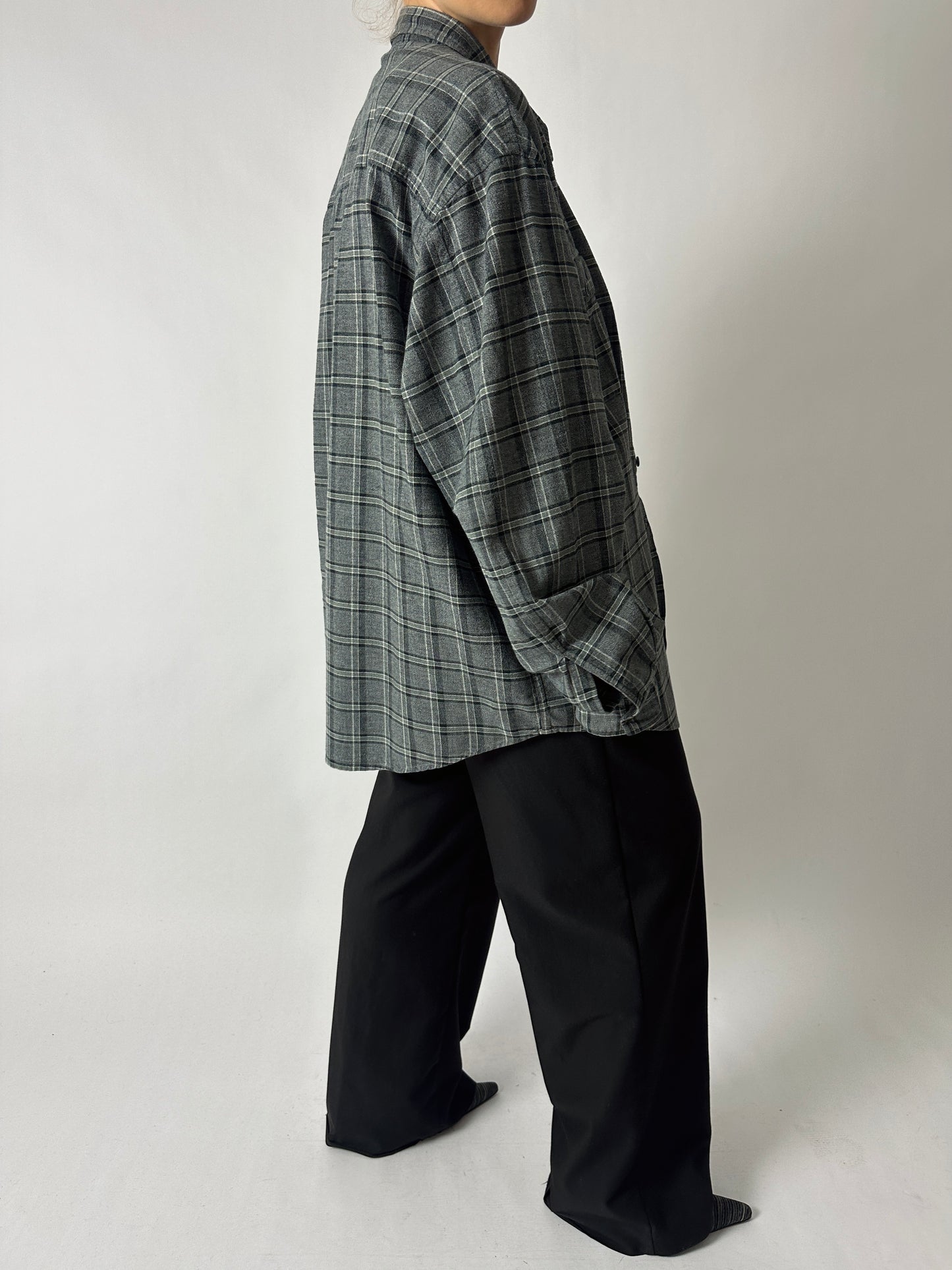 Oversized checked shirt | Grey