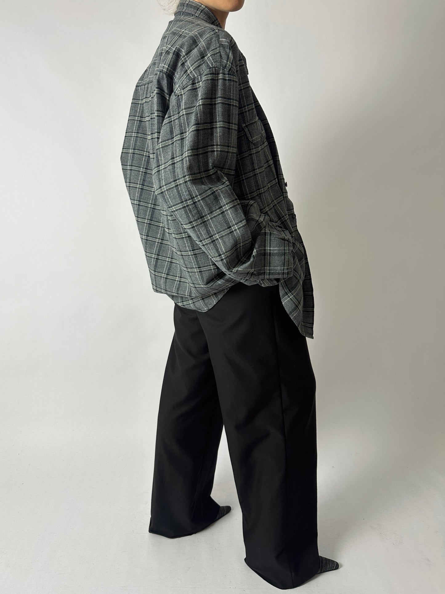 Oversized checked shirt | Grey