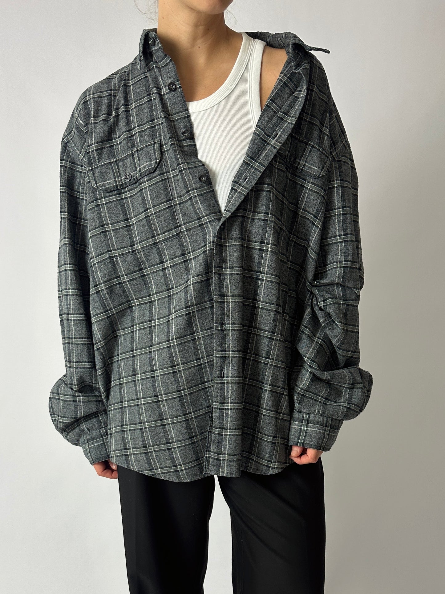 Oversized checked shirt | Grey