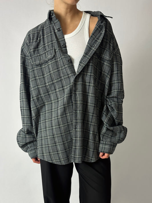 Oversized checked shirt | Grey