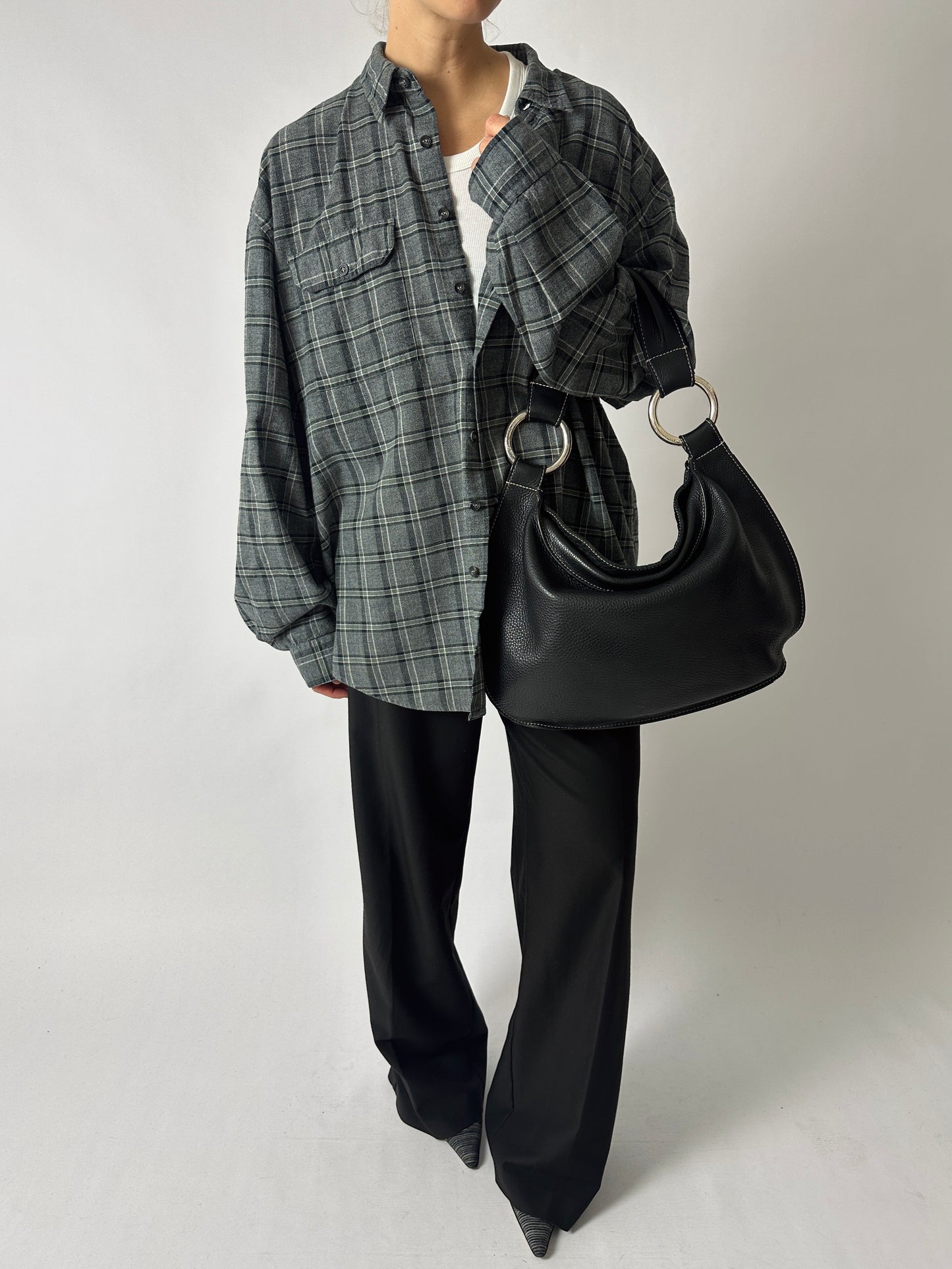 Oversized checked shirt | Grey