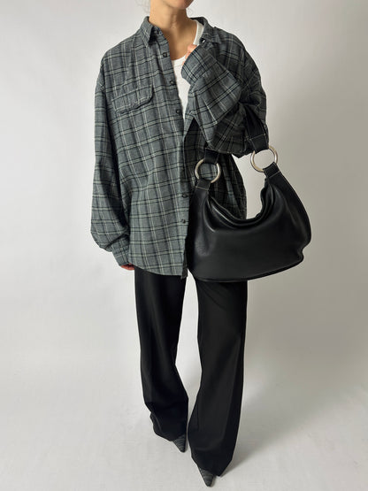 Oversized checked shirt | Grey
