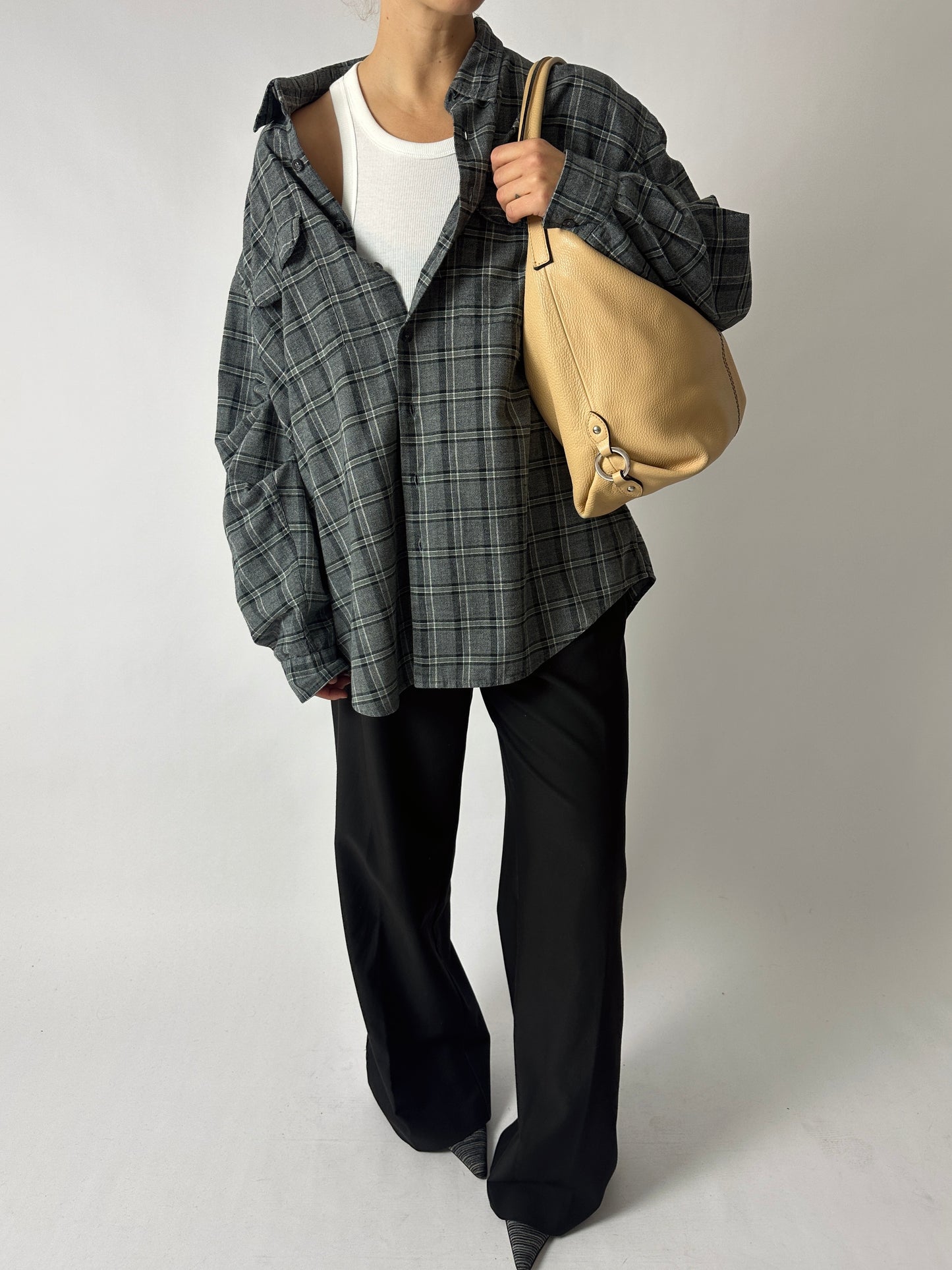 Oversized checked shirt | Grey