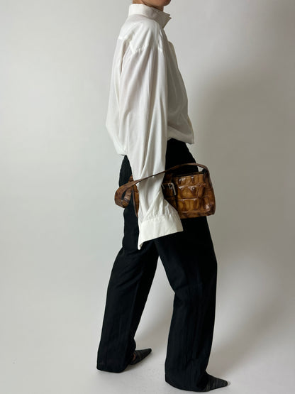 Slim linen blend pantalon | Black