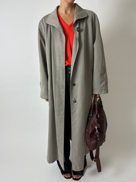 Long trench coat | Sage grey
