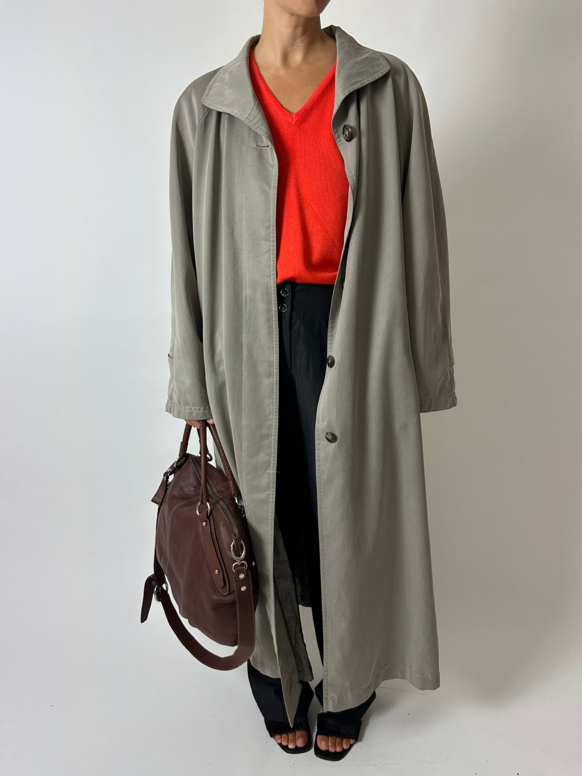 Long trench coat | Sage grey