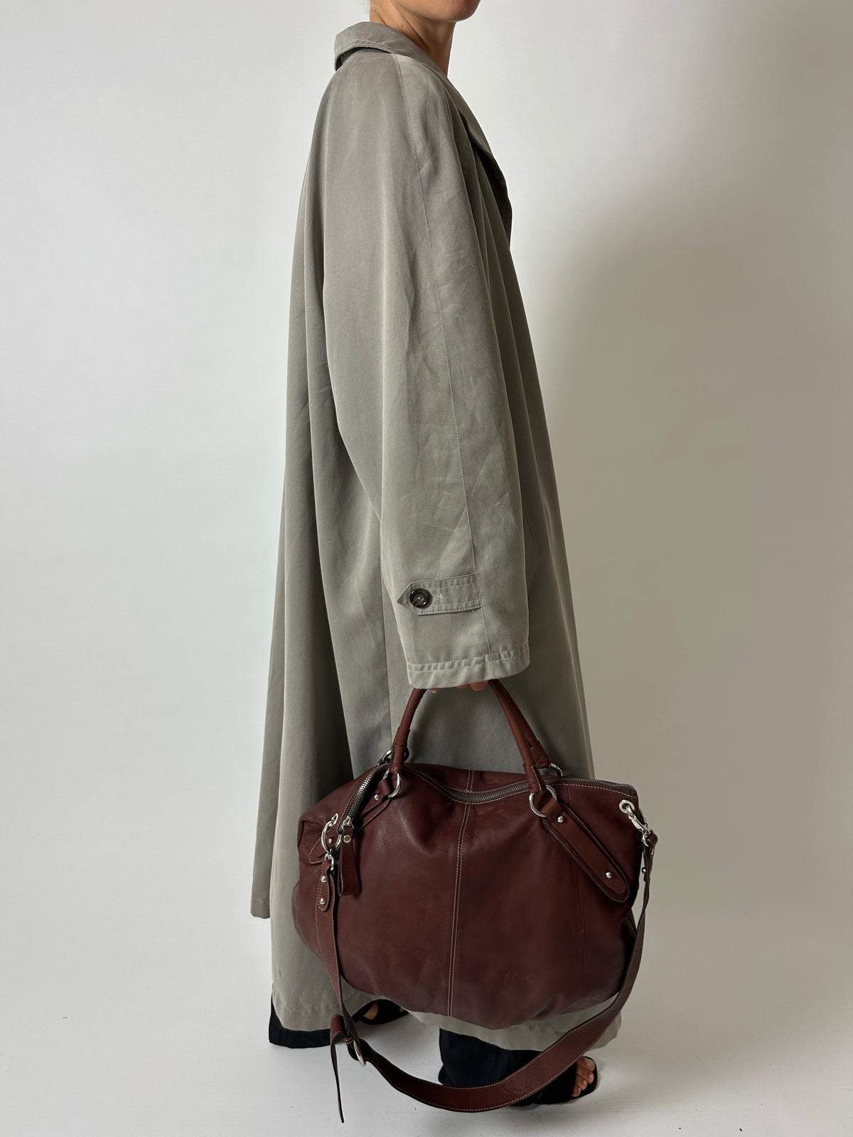 Leather tote bag | Dark brown