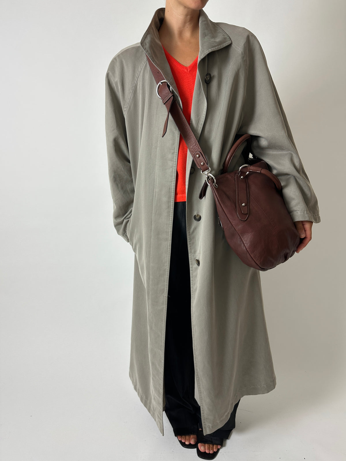 Long trench coat | Sage grey