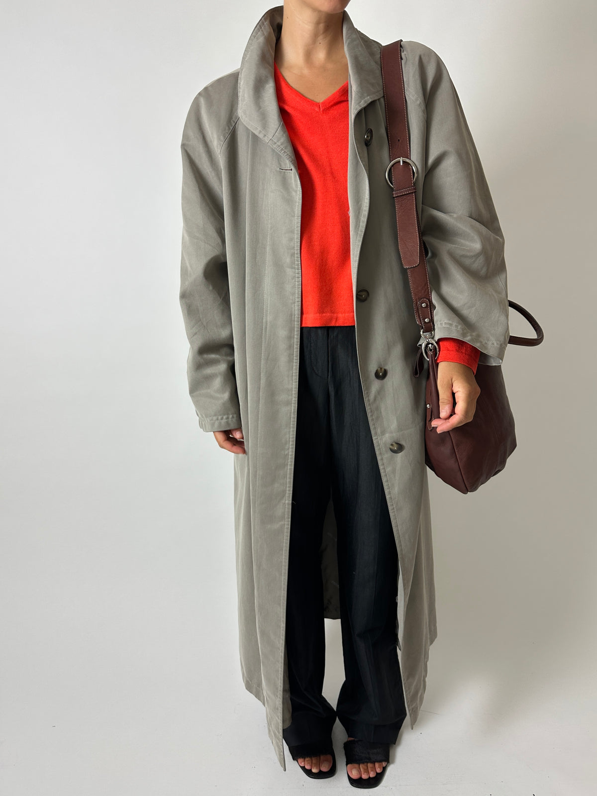 Long trench coat | Sage grey