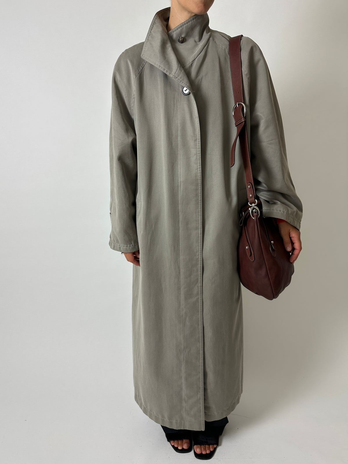 Long trench coat | Sage grey