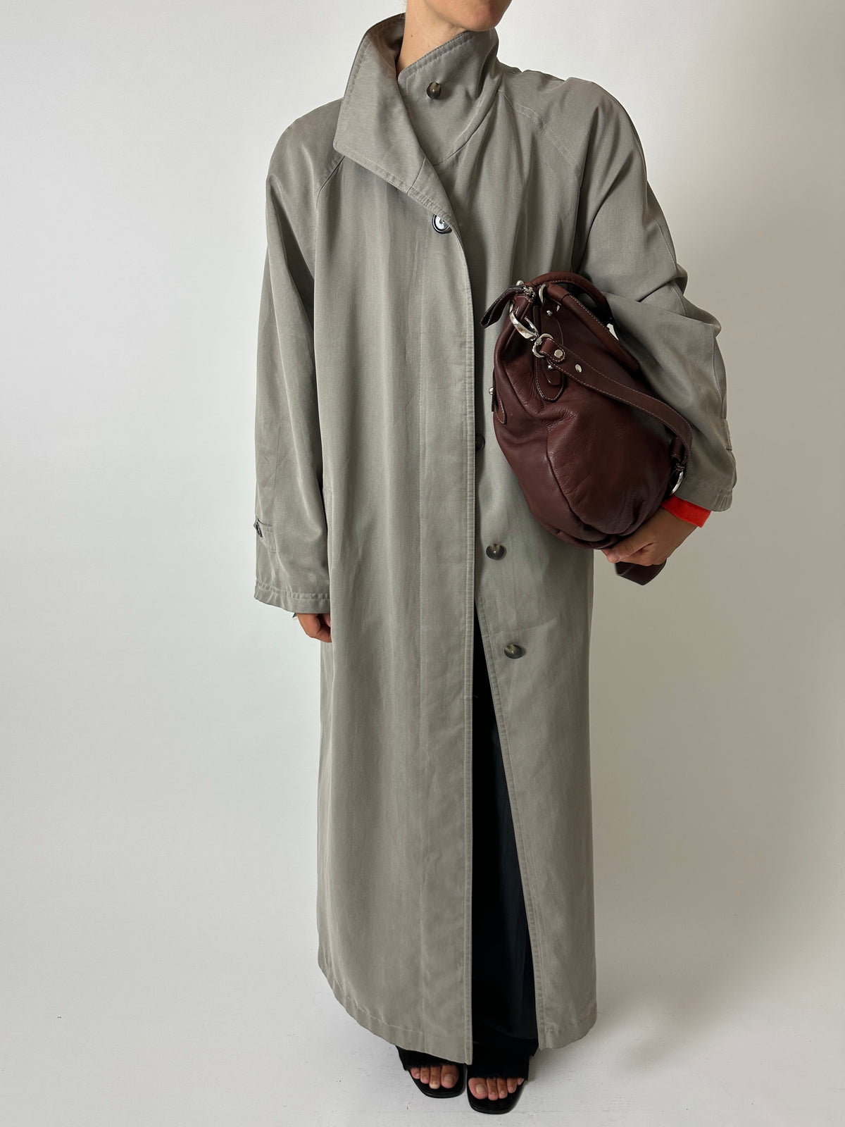 Long trench coat | Sage grey